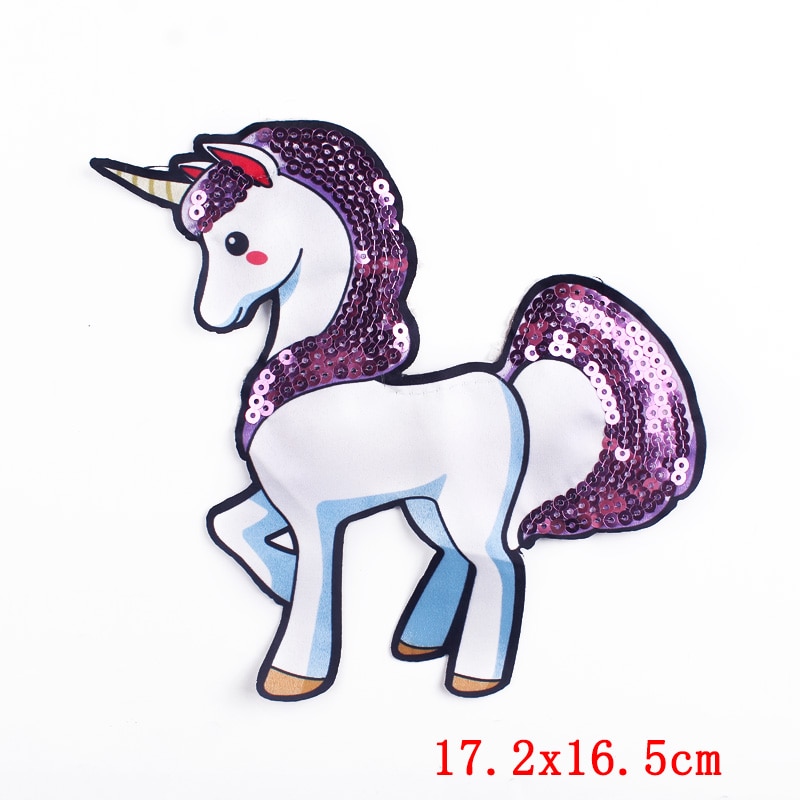 Beautiful Sequins Animals Unicorn Patch For Clothes Iron On Embroidered Patches For Clothes Appliques Stickers T-shirt Jacket