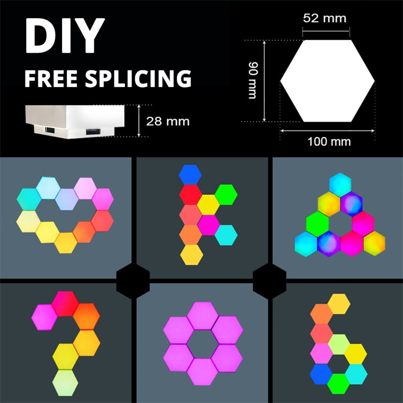 RGB Quantum Lamp Smart APP Hexagon Light Wall Lamp Touch Sensor LED Night Light rgbw DIY LED Honeycomb Light USB Modular Lamp 5V