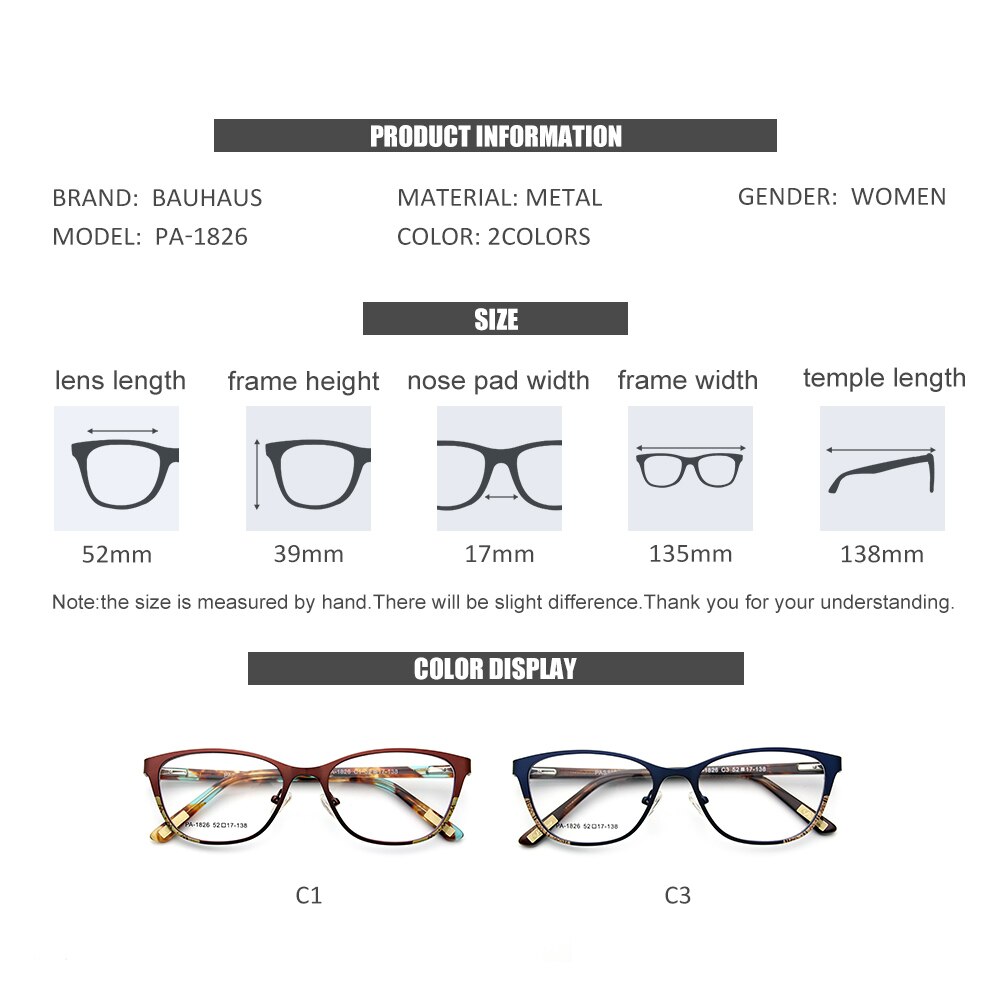 PA-1826 Vrouwen Retro Brilmontuur Ultralight Eye Bijziendheid Recept Bril Acetaat Bril Benen