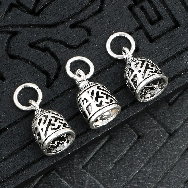 925 Sterling Silber Aushöhlen Retro Klingeln Glocke Charms Handmade Anhänger Sicherheit Glocken DIY Feine Schmuck Erkenntnisse Für Frauen Männer