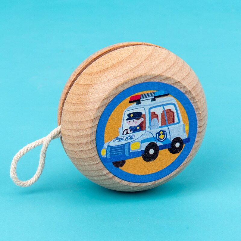 Bola de YOYO de dibujos animados de madera para niños, 6 estilos, juguetes para niños, agarre/movimiento, desarrollo de habilidad, juguetes clásicos chinos para niños: Azul