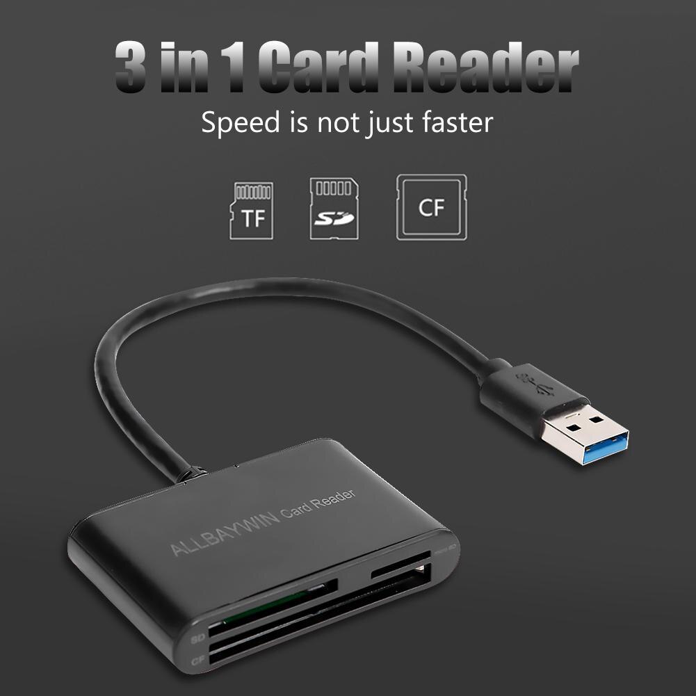 High-speed mini USB3.0 card reader 3 in 1 universal memory card TF card CF card support swap safe and reliable
