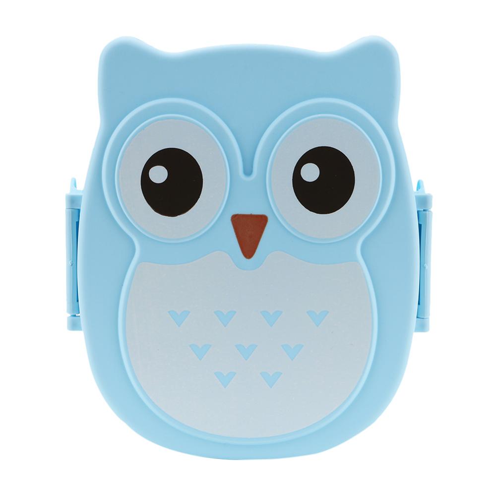 Cute Cartoon Owl Lunch Box Food Container Storage Box Portable Kids Student Lunch Box Bento Box Container With Compartments Case: Blue Lunch Box