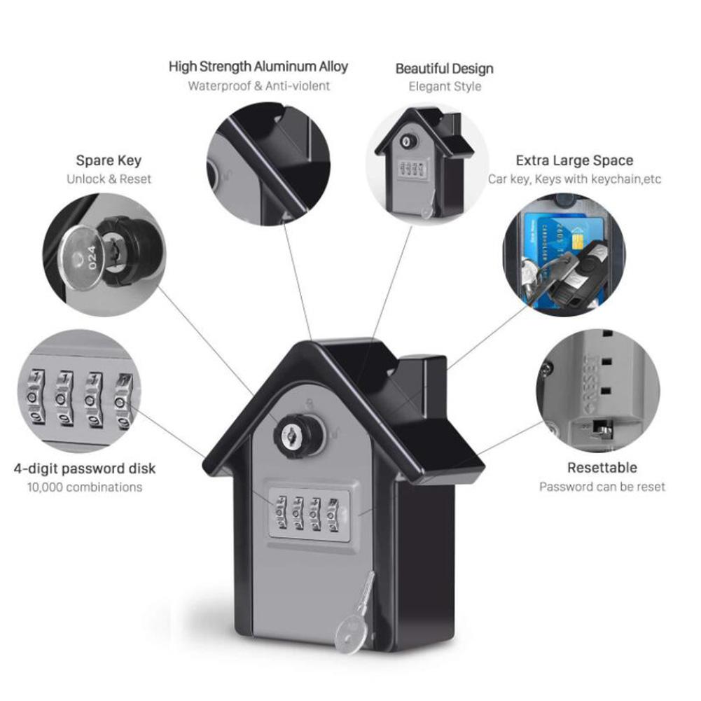 AMYGOJJ Key Storage Lock Box Key Lock Box with Code Safety Lock Box Metal Storage Box