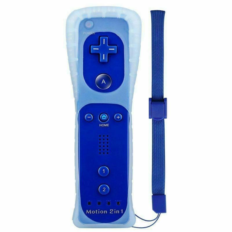 Mando a distancia inalámbrico con Bluetooth, todos los colores para Nintendo Wii, Mando de sincronización de mano izquierda/Nunchuck opcional con funda: Straight deep blue