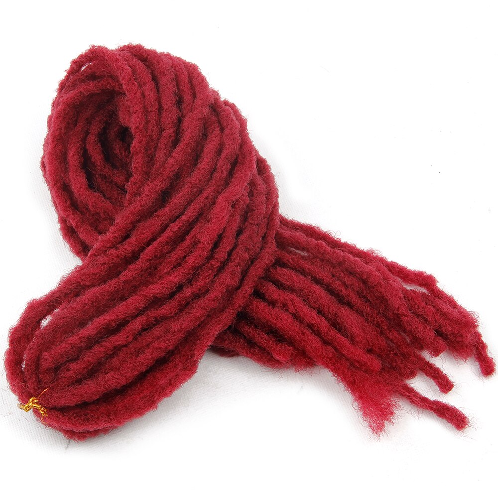 Synthetic Dreadlocks Soft Hair Various colors Black Red Brown Golden Fiber Twist Braids Crochet Braiding Hair PIECE: #Burgundy