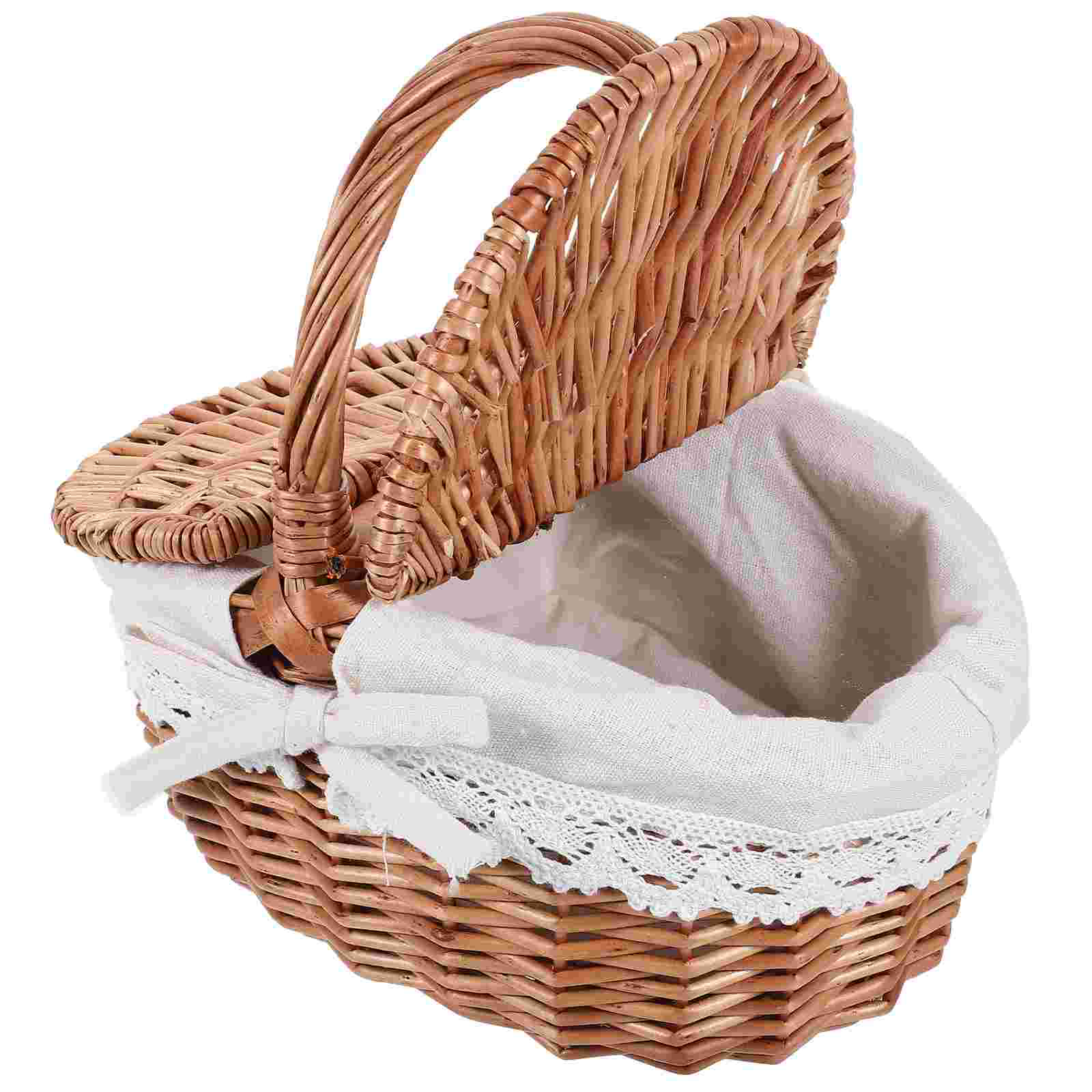 Cesta de Picnic al aire libre tejida a mano, disfraz hecho a mano, contenedor de frutas y verduras, tienda, cestas de sauce
