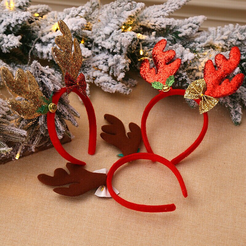 Diademas navideñas para niños, diademas de fantasía con astas de reno, cinta para el pelo, decoración festiva para , mejor ,
