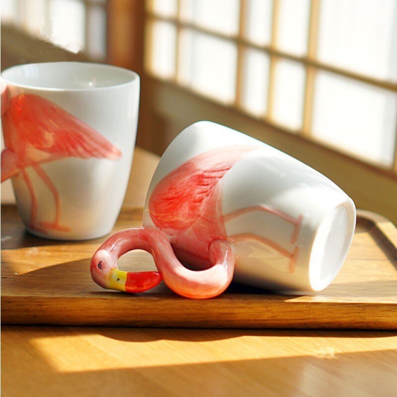 3D Flamingo Ceramic Coffee Mug Cute Breakfast Cup Mugs Coffee Milk Tea Water Cups Drinkware Birthday For Girls