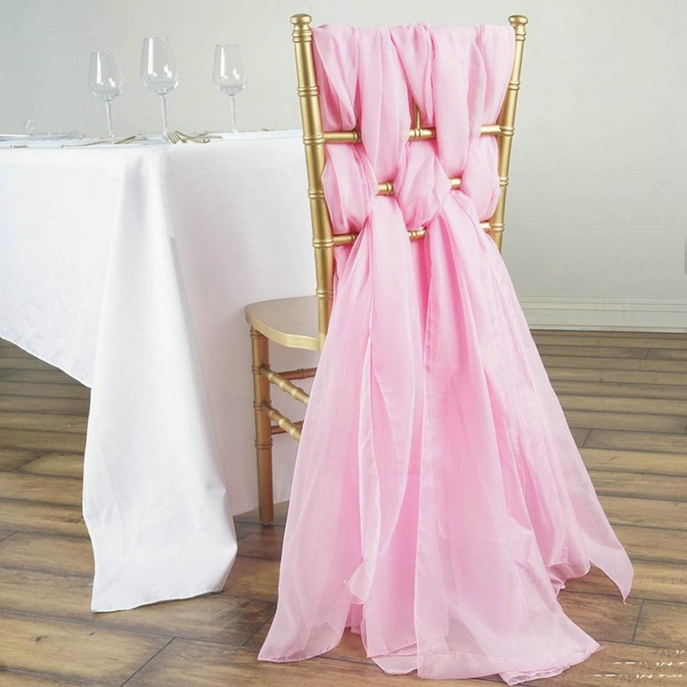 Fancy Chiffon Chair Sashes for Weddings Events Party Decoration Bridal Baby Shower Chair Sash Tulle Chair Tutu Skirt: pink