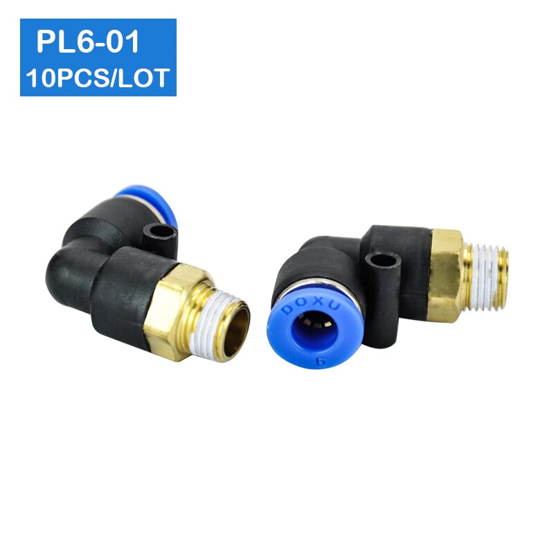 10Pcs of PL6-01, 6mm Push In One Touch Connector 1/8" Thread Pneumatic Quick Fittings