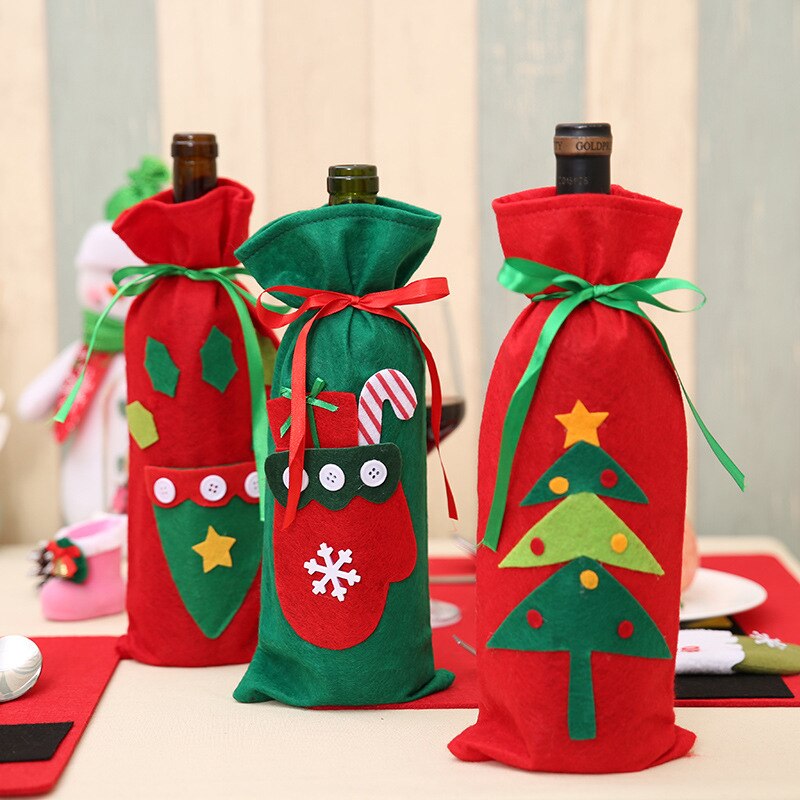 Julemanden juletræ vinflaske dækker dekor årstaskeholder