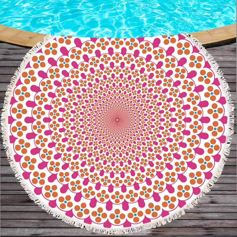 Serviette de plage ronde grande taille | Serviette de plage en coton géométrique imprimé, serviette de plage avec glands, Style bohème, cm été: Marron