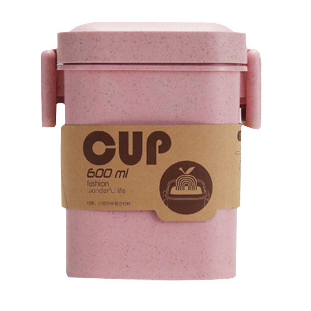Sealed Soup Cup Practical Mug Anti-scald Porridge Cup Leakage-proof Milk Cup: Pink