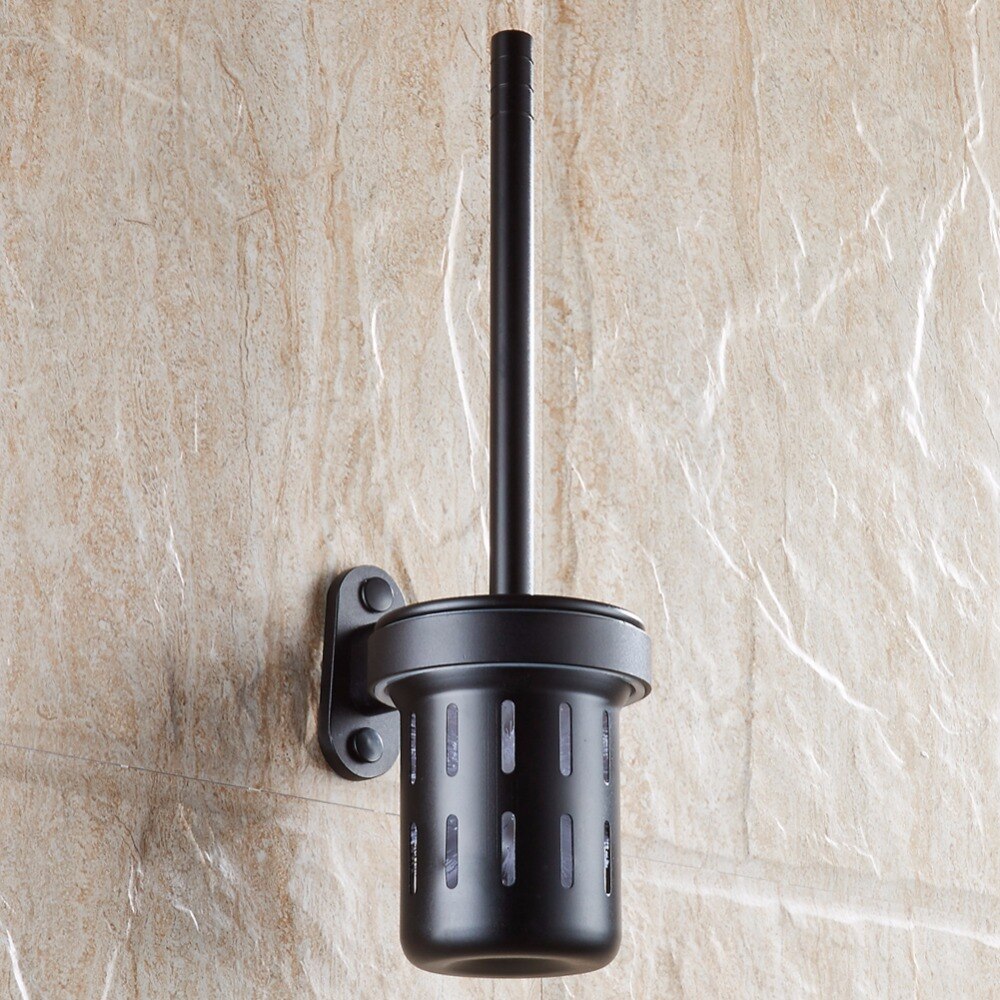Badkamer Accessoires Wandmontage Zwarte Ruimte Aluminium Badkamer Wc Borstel Houder