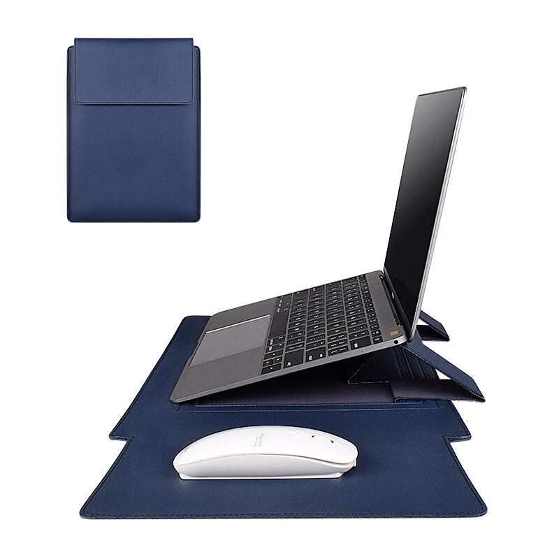 Laptop Sleeve case With Stand Function Compatible For Macbook Air/Pro 13 14 15.6inch notebook bag with Stand Holder: 15.4 inch blue