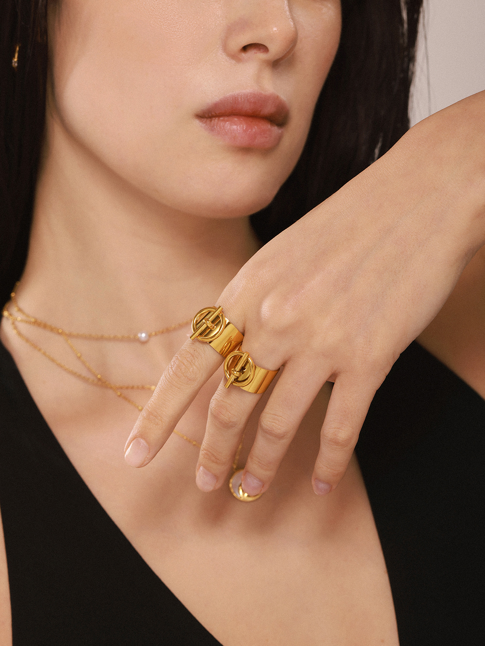 Anillos de acero inoxidable ajustables para mujer, anillo abierto Punk chapado en oro de 18K, accesorios de joyería de , para parejas