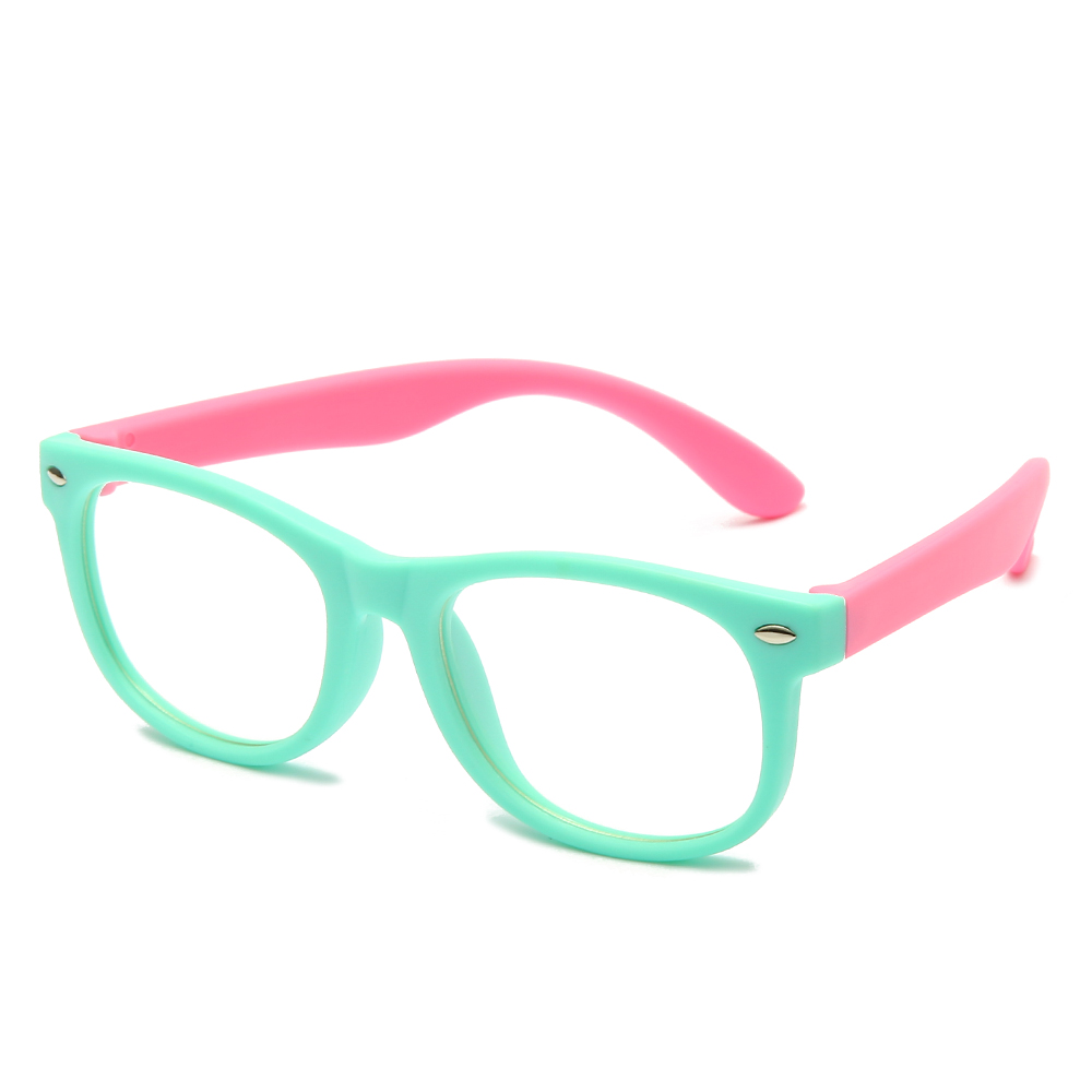 Niebieskie światło okulary dla dzieci dla chłopca dziewczyna dziecko oprawki optyczne przezroczyste okulary przeciwodblaskowe komputerowe okulary na receptę UV400: GreenPink