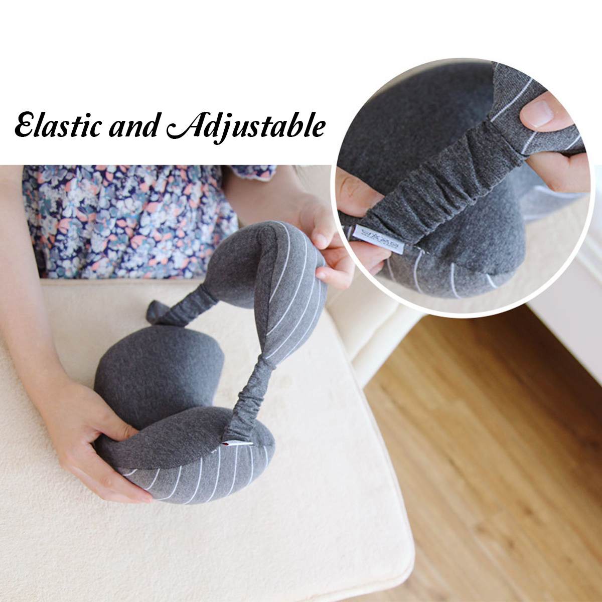 2 in 1 Multi-Function Travel Neck Pillow Eye Mask Storage Bag Portable Handle Adjustable Washable Pillow for Airplane Office
