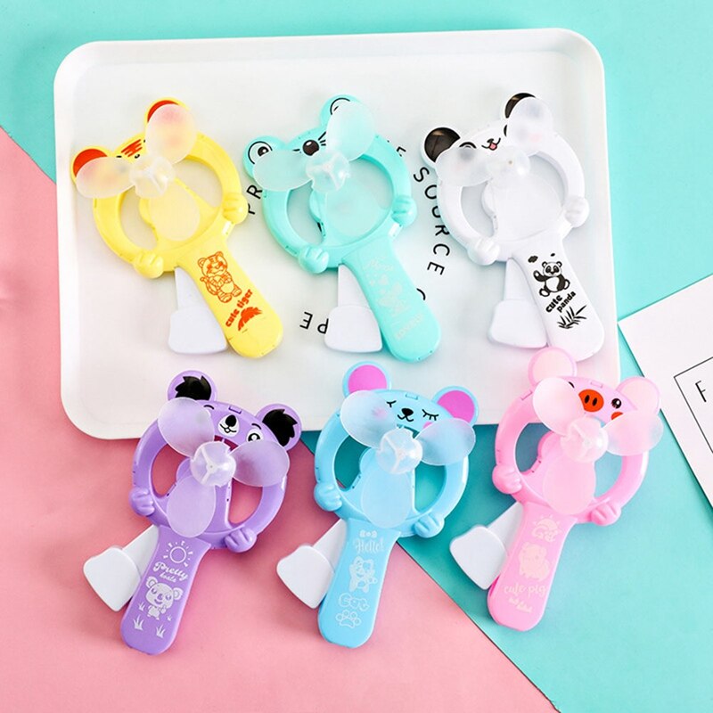 1PC Kids Mini Portable Cartoon Cubs Hand Pressure Fan Page Manual Handheld Summer Mini Cooling Air Conditioner for Children