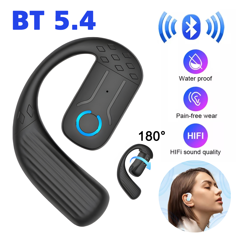 Open Wireless Bluetooth Earphones 180 Rotatable Adjustable Left and Right Ear Earphones Touch control for Driving Sport