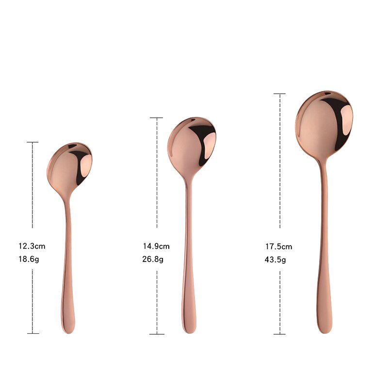 3 pçs preço barato espelho polonês colher de mel colheres de degustação de aço inoxidável conjunto colher de jantar colher de sobremesa colher de café utensílios de mesa: rosegold3pcs