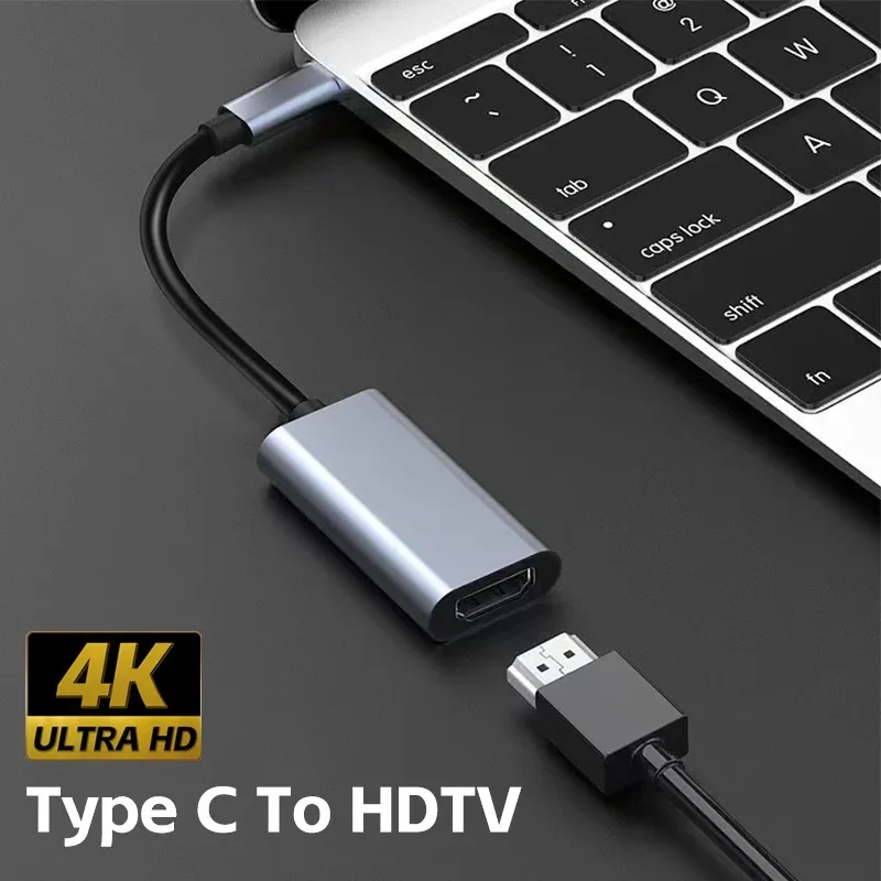 USB3.1 TYP C auf HDMI-kompatibler 4K-Adapter, USB-C-Stecker auf HDTV-Buchse, Konverterkabel für Laptop, Tablet, TV, MacBook
