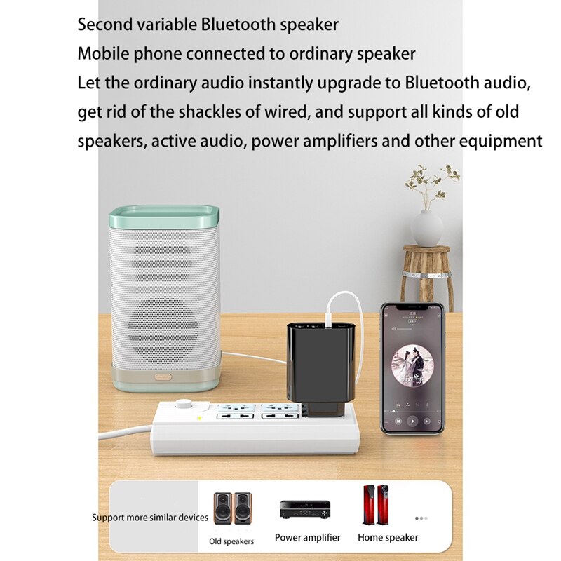 Bluetooth 5.0 Audio Receiver Transmitter Stereo Wireless Adapter TF/U Disk Play Dual USB Charger for TV IR APP EU Plug