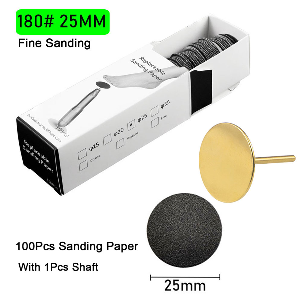 Papel de lija con boquilla de Metal para limas de pies, herramienta para quitar callos de piel muerta, herramienta de pedicura para cutículas, juego de papel de lija, 100 Uds.: Borgoña