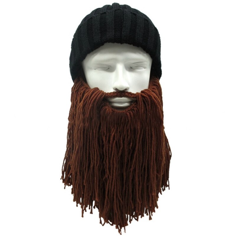 Sombreros creativos de punto para hombre, gorros abrigados de invierno, gorros vikingos, sombreros con barba para esquiar al aire libre, divertido sombrero para Halloween, touca inverno: 1
