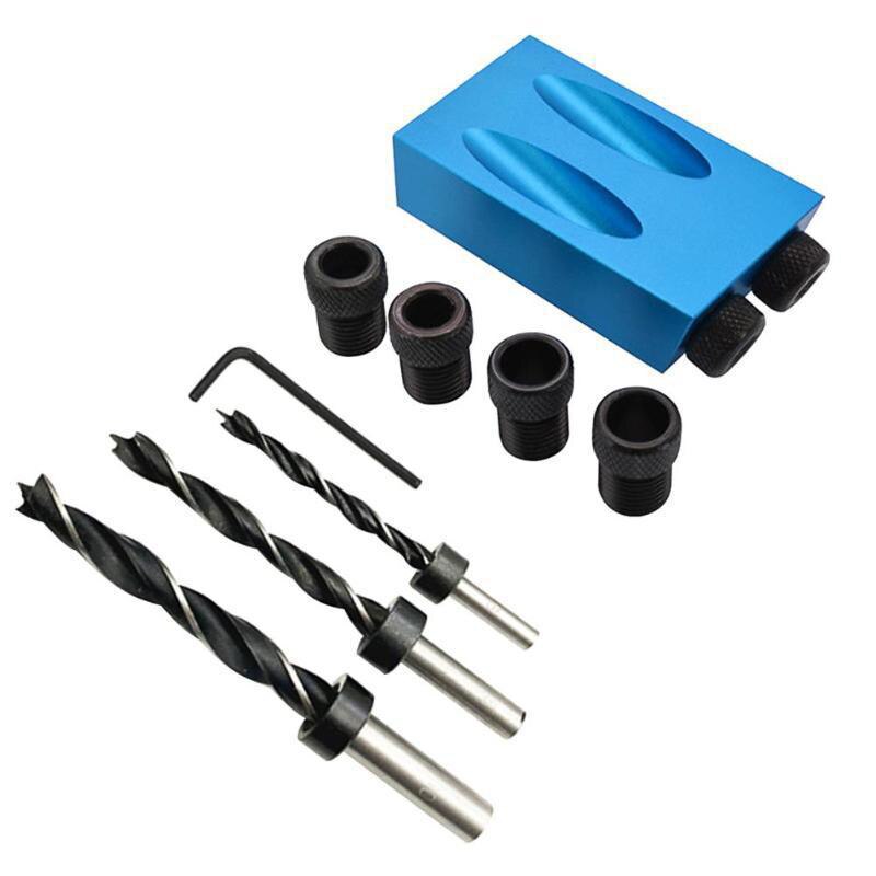 6/8/10mm 14 pièces/ensemble poche Oblique trou gabarit Kit lecteur adaptateur pour le travail du bois Angle perçage trous Guide goujons gabarit outils en bois