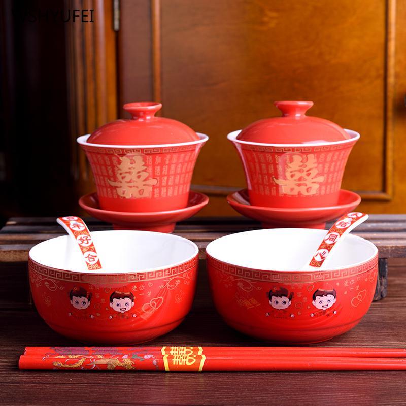 Wedding Ceramic Red Wine Set Toasting Cup Chinese Wedding Hip Pot Hand Cup Wine Wedding Banquet Cup Wedding Toasting Tea Cup