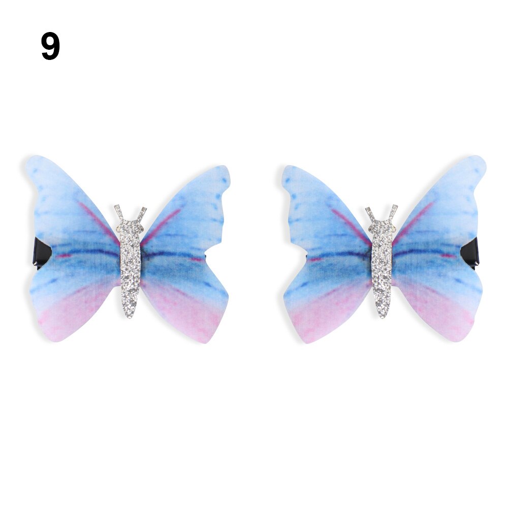 2 pièces belle strass papillon pince à cheveux Double couches Tulle épingle à cheveux accessoires de coiffure outils pour les femmes fille: 9