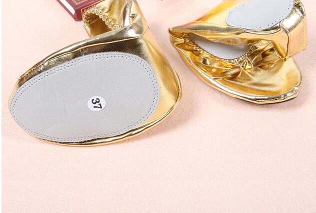 Women Belly Dance Shoes Golden Leather Ballet Shoes Practice Dancing Shoes Butterfly Decorated Size34-41