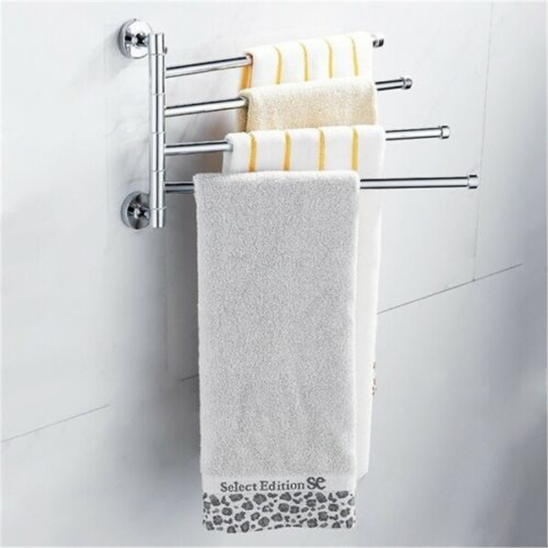 2/3/4 Swing Arm Towel Rack Wall Mounted Stainless Steel Storage Holder Bathroom Towel Holder Bar Rails Rack Bathroom Towel Rack