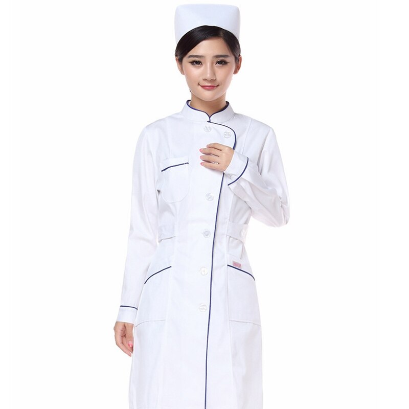 Sjuksköterska uniform kappa sjukhus kvinnlig ren färg laboratorium enkel andas bekväma sjuksköterskekläder: Långärmad / 2xl