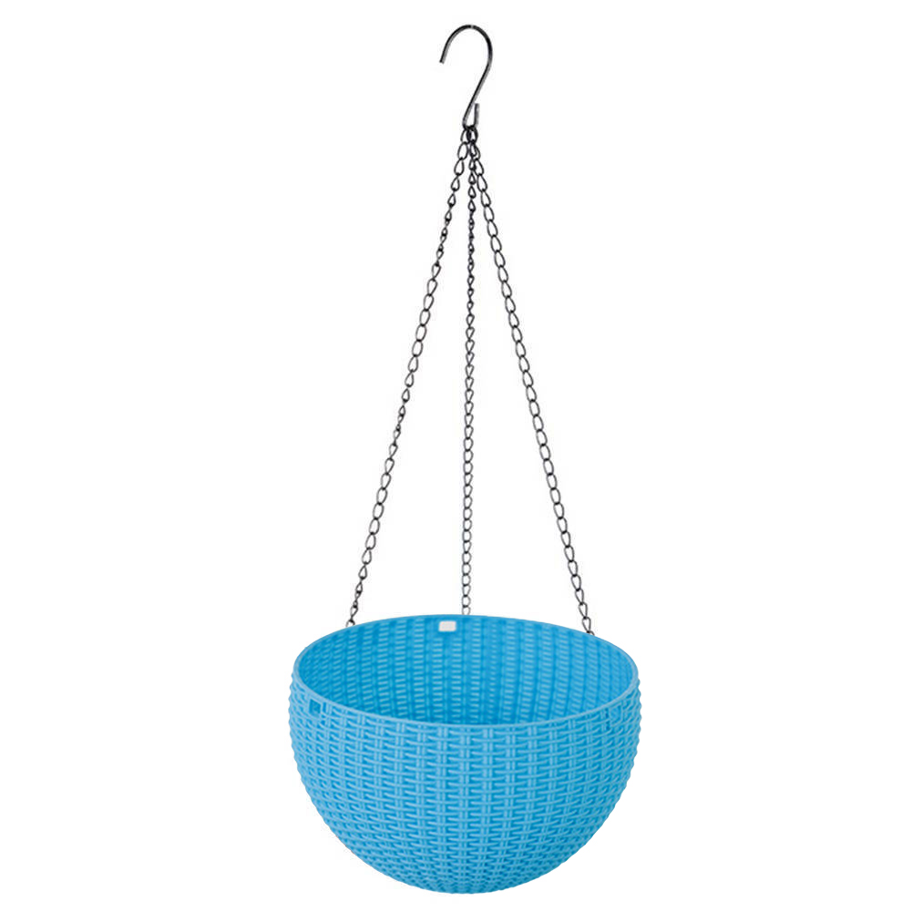 Flowerpot Rattan hanging plastic basket nursery flower pot hanging garden plant storage pots home decor bonsai holder: Sky Blue