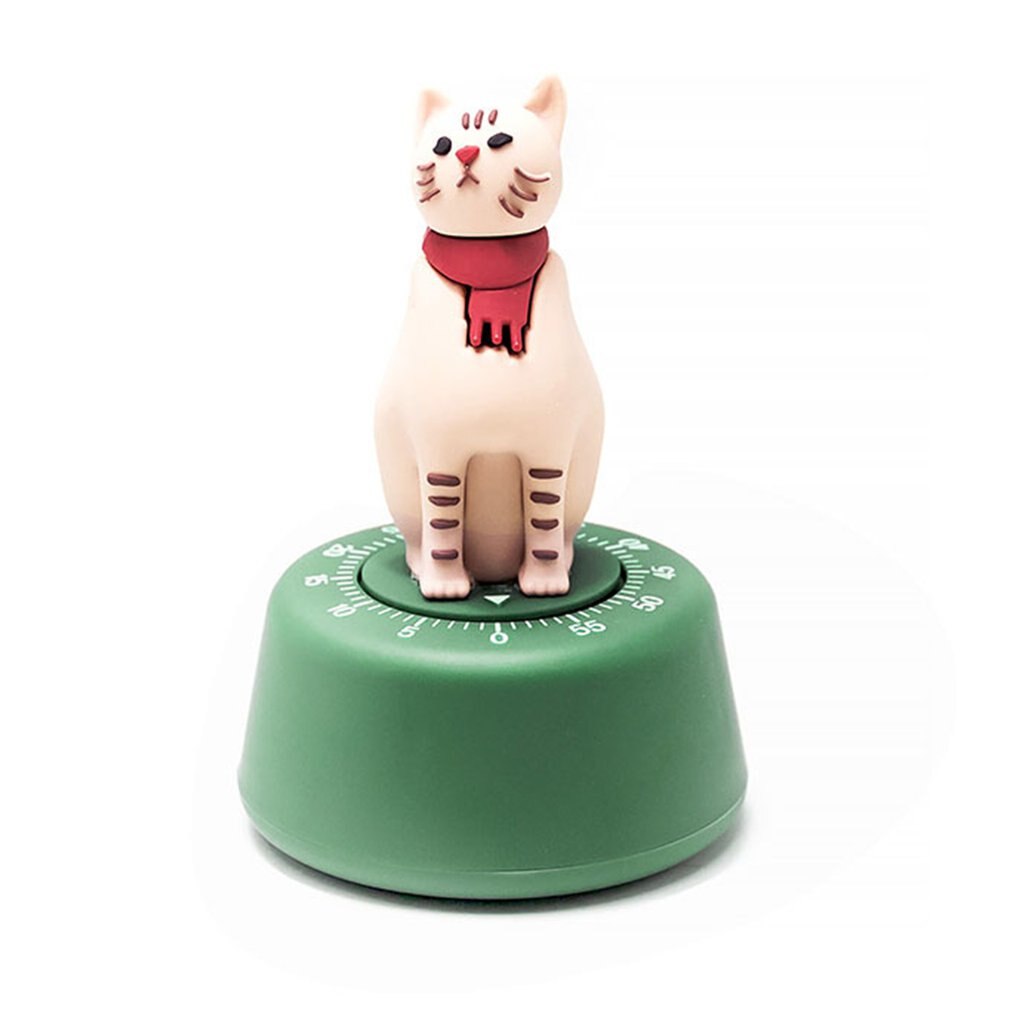 Lazy Cat Timer Lesson Time Manager Kitchen Timer Mechanical Reminder Cute Cartoon Timer Kitchen Tools: glass green