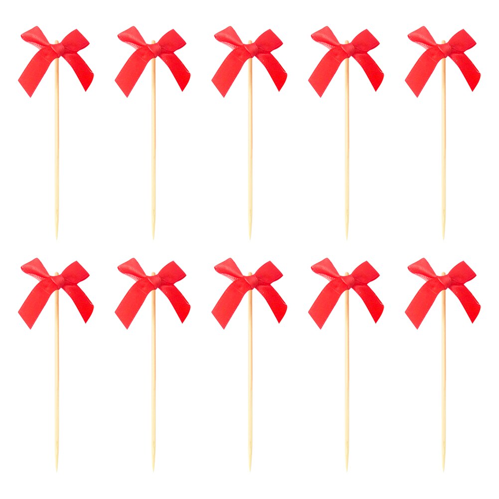 20Pcs Strik Verjaardag Insert Fruit Stok Kaarten Strik Sticker Dessert Cupcake Baby Shower Kids Party Bruiloft Benodigdheden: 20PcsRD