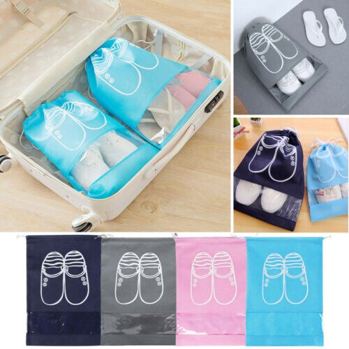 2 Sizes Waterproof Shoes Bag Travel Portable Shoe Storage Bag Organize Tote Drawstring Bag Dolap Organizer Non-Woven Organizador