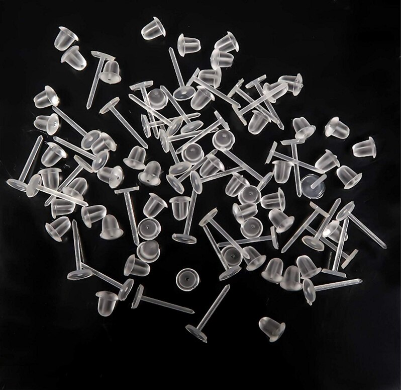 500Sets 3 4 5mm Blank Bowl Earring Pin Post Nuts Stud Earrings Back Stoppers Ear clip Rubber Pad Earrings jewelry Findings Pins: Flat / 3mm Base