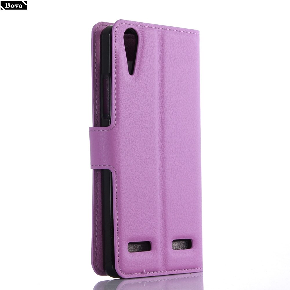PU Leather Wallet Phone Case - for Lenovo A6010 - Card Holder & Kickstand - Protective Flip Cover: Purple JFC