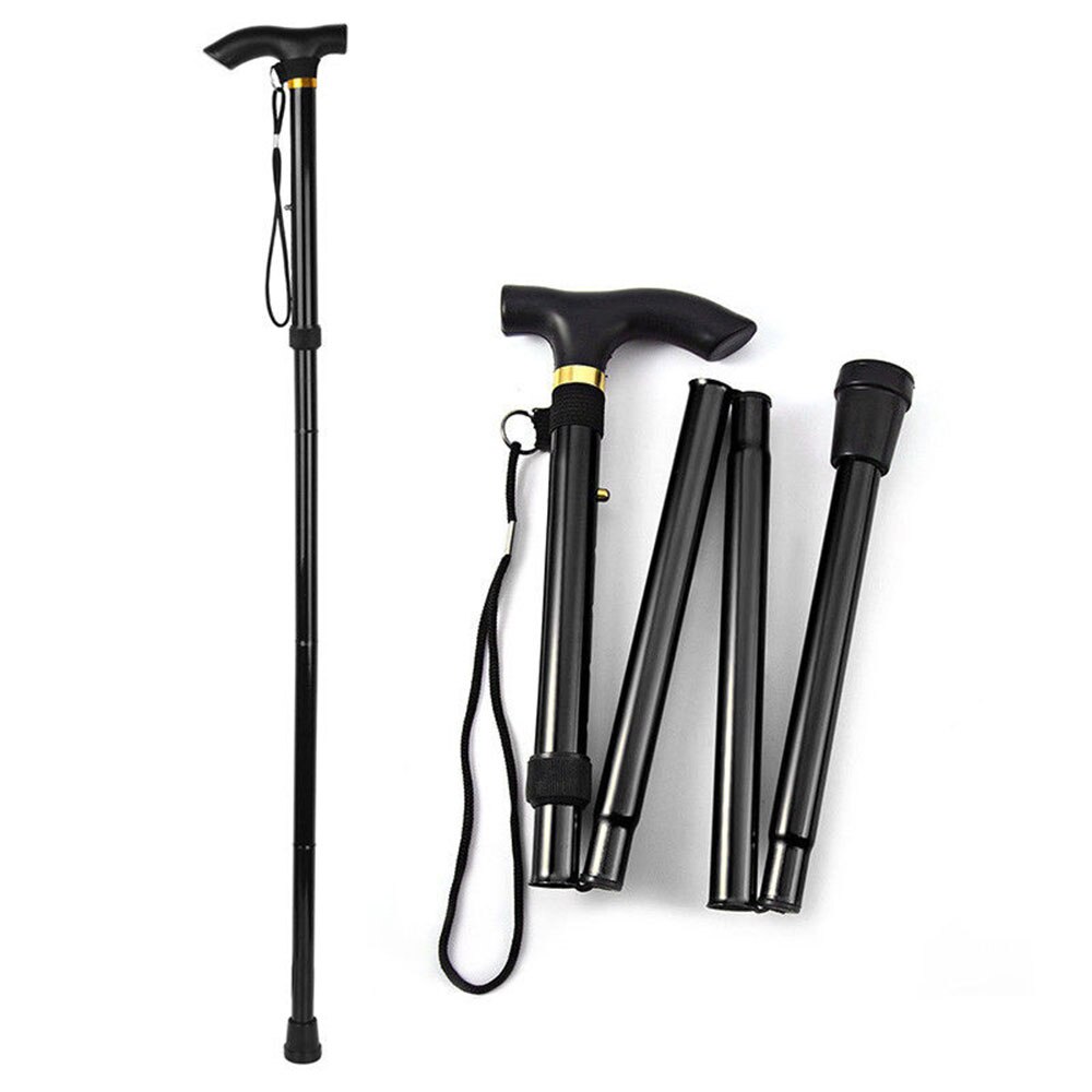 Vouwen Riet Wandelstokken Verstelbare Aluminium Metal Wandelstok Folding Inklapbare Travel Cane Black Bergbeklimmen