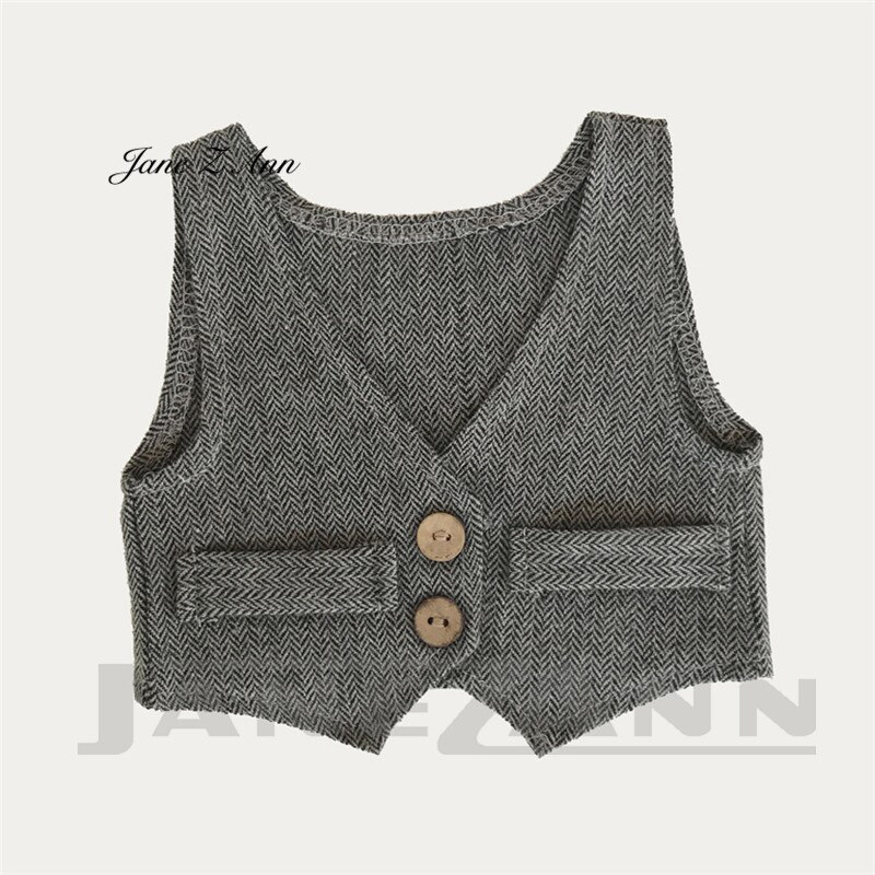 Jane Z Ann Pasgeboren Kostuums Voor Photoshoot Baby Boy Kleding Dot Solid Vest Baby Photo Outfits Pasgeboren Fotografie Accessoires: black gray