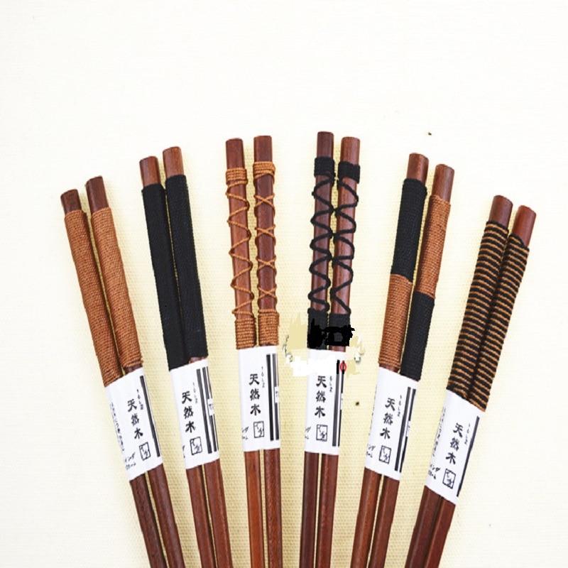 1 par japansk-stil naturlig håndlagde tre baby spisepinner japan/kina spiseutstyr spisepinner med hyssing rund