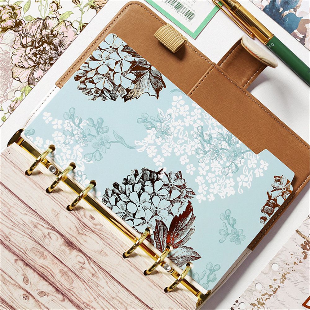 5pcs Notebook Index Pages A5 Diary Planner Dividers 6 Holes Loose Leaf Spiral Index Labels Agenda Notebook Accessories