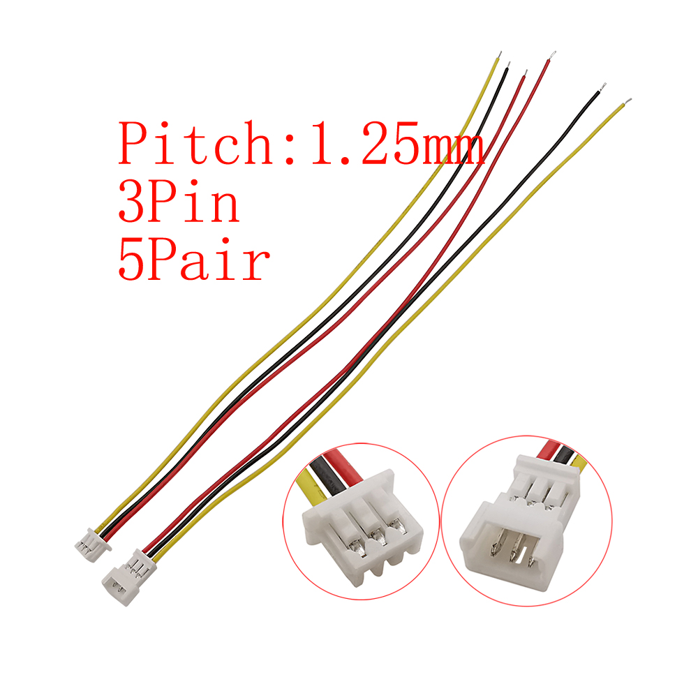 10Pcs Mini Micro JST 1.25mm Pitch Male / Female Connector 2/3/4/5/6 Pin Plug With Terminal Wires Cables Socket 150MM 28AWG: MULTI