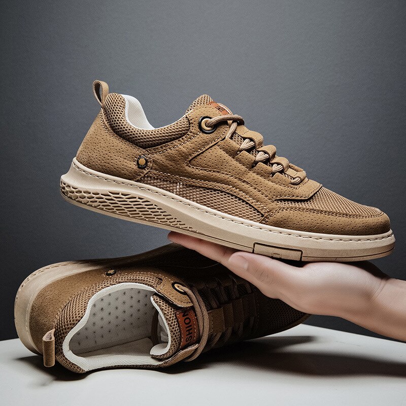 Mænds fritidssko sneakers til mænd lejligheder undersko vandresko britisk stil sko snøre pu gaze mænd sko hvid