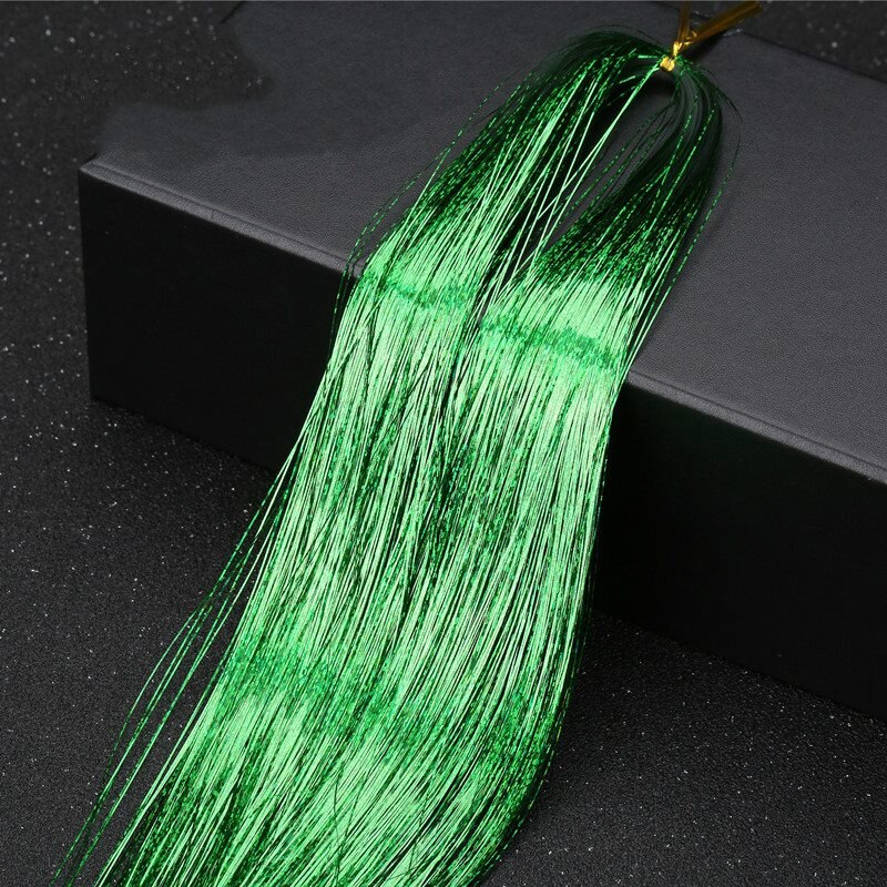 Extensions de cheveux scintillants holographiques pour femme, 200 mèches, 90cm, style Hippie: Green