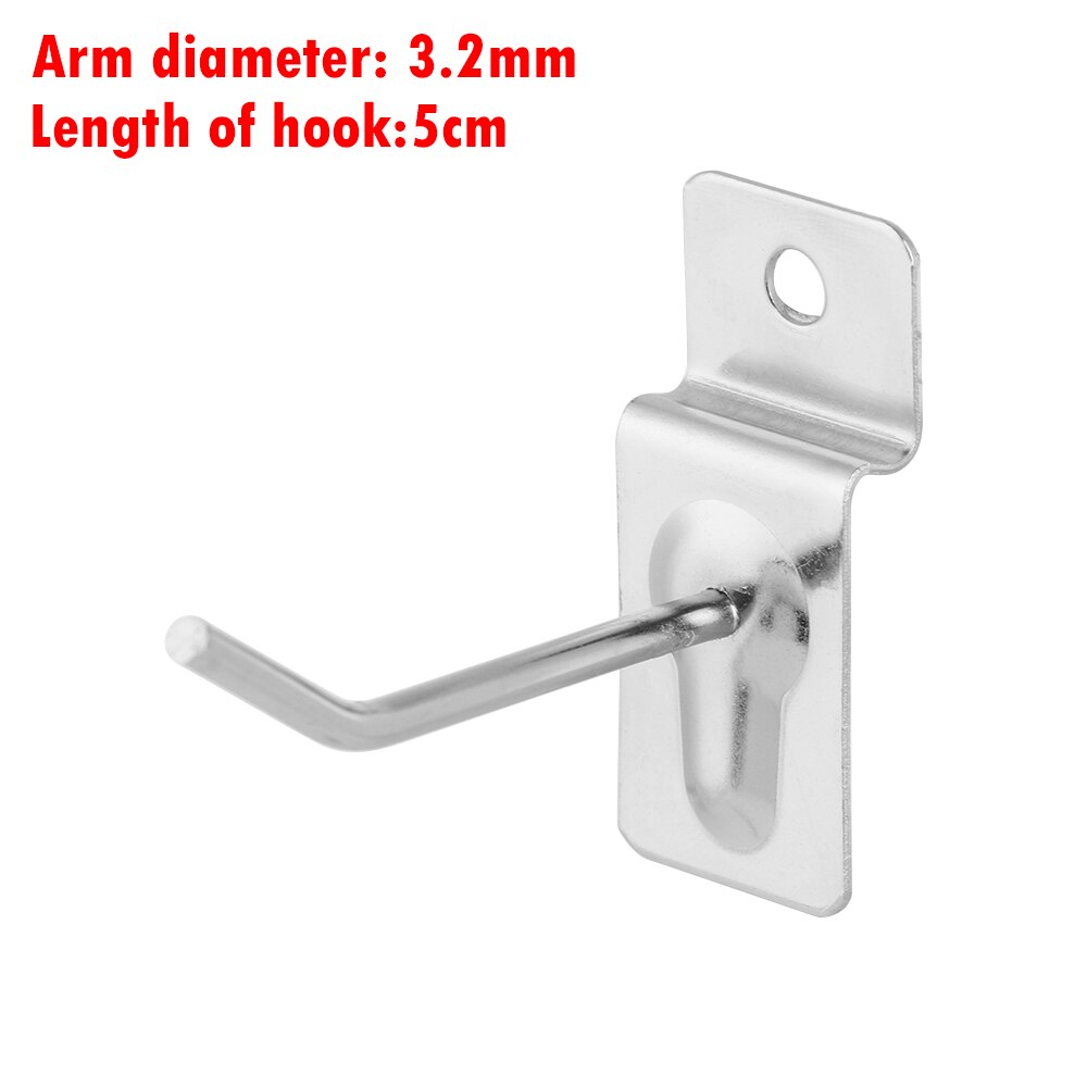 Ganchos de rejilla metálica perforada para almacenamiento de pared, estante de anzuelos para exhibición de productos, Panel de tablero, se adapta al gancho del taller, 5 uds.: 5cm